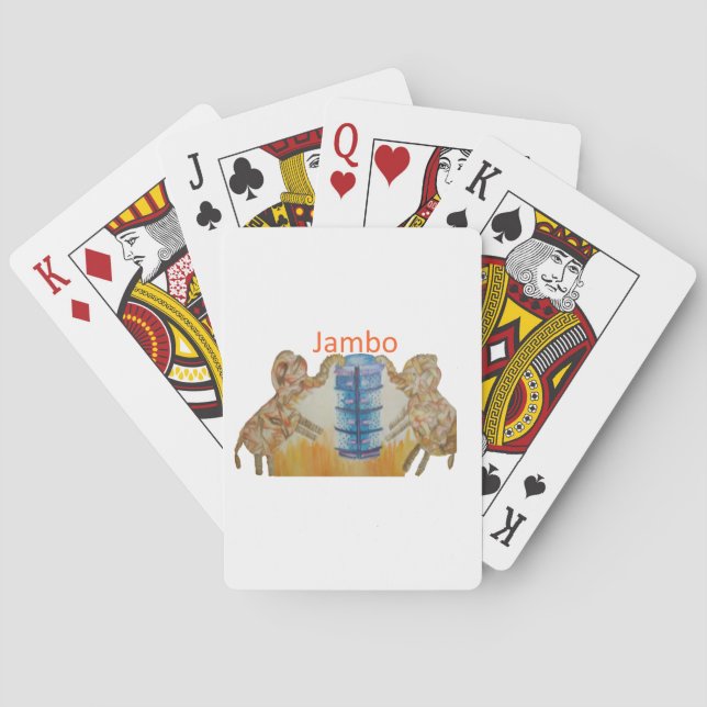 Baraja De Cartas Impresión de Jambo Jumbo African Kids Elephants (Reverso)