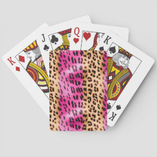 Baraja De Cartas Impresión de leopardo de crema rosado Girly