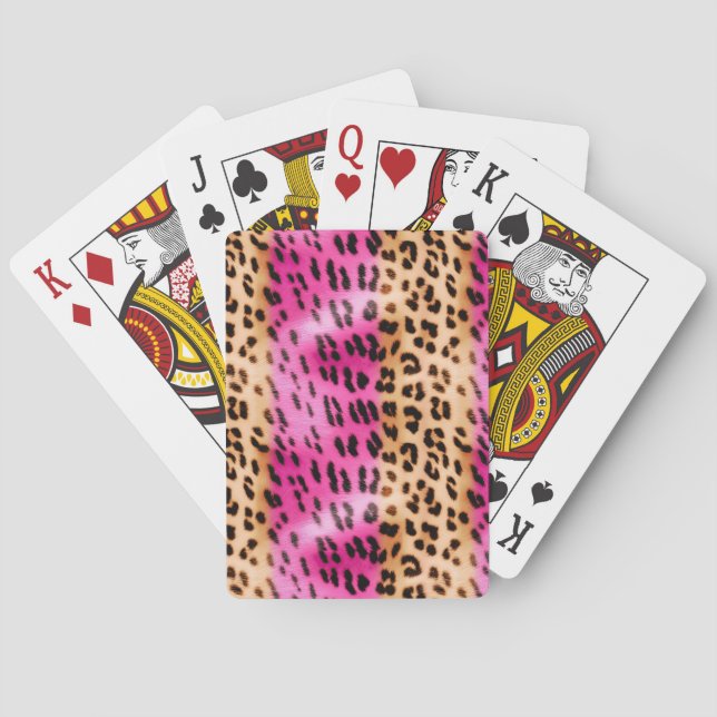 Baraja De Cartas Impresión de leopardo de crema rosado Girly (Reverso)