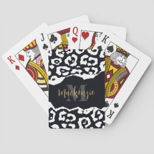 Baraja De Cartas Impresión de leopardo en blanco y negro