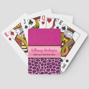 Baraja De Cartas Impresión de leopardo rosa y negro personalizada