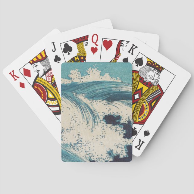 Baraja De Cartas Impresión de océanos de olas azules japonesas anti (Reverso)