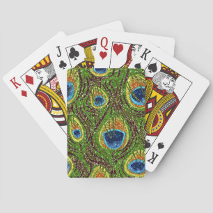 Baraja De Cartas Impresión de plumas de pavo real colorido RAB Rock