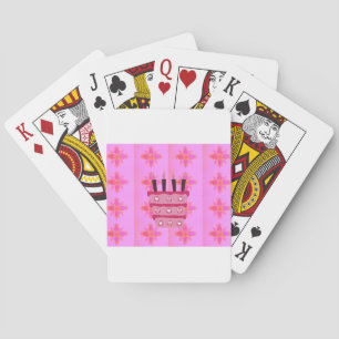 Baraja De Cartas Impresión de tarta de cumpleaños rosada