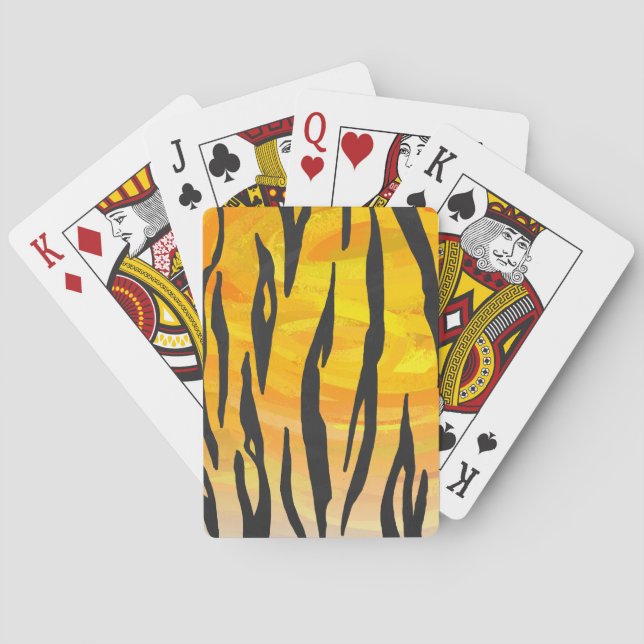 Baraja De Cartas Impresión de tigre negro y Naranja (Reverso)