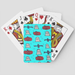 Baraja De Cartas Impresión divertida de Halloween en azul