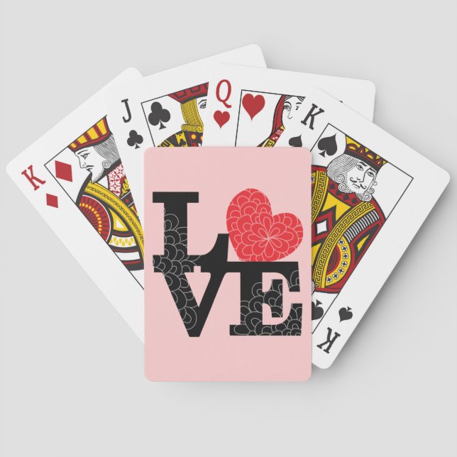 Baraja De Cartas Impresión floral cuadrada de amor (Reverso)