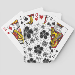 Baraja De Cartas Impresión floral en blanco y negro
