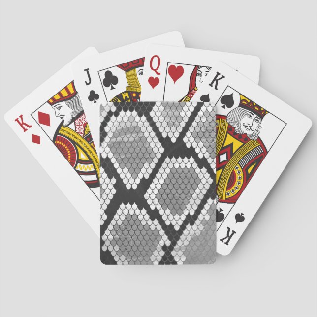 Baraja De Cartas Impresión gris y gris claro de serpiente (Reverso)