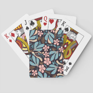 Baraja De Cartas Impresión negra de la floración azul coral