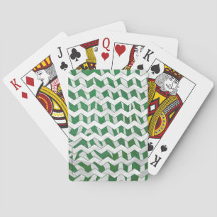 Baraja De Cartas Impresión verde y blanca de cebra de chevron
