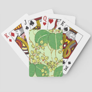 Baraja De Cartas Impresión xilográfica japonesa de hoja verde botán