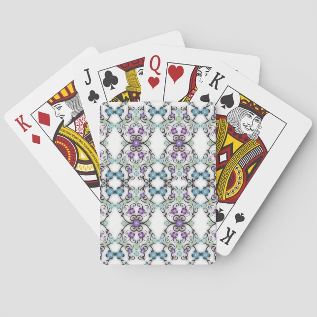 Baraja De Cartas Impresionante aspecto de flores azul violeta con e (Reverso)