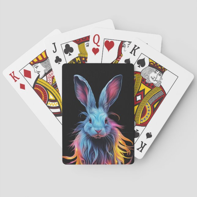 Baraja De Cartas Impresionante conejo azul en llamas (Reverso)