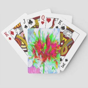 Baraja De Cartas Impresionante dalia cactus de color verde lima y r