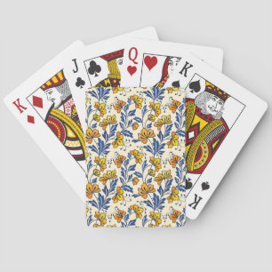 Baraja De Cartas Impresionante patrón sin fisuras de flores y hojas