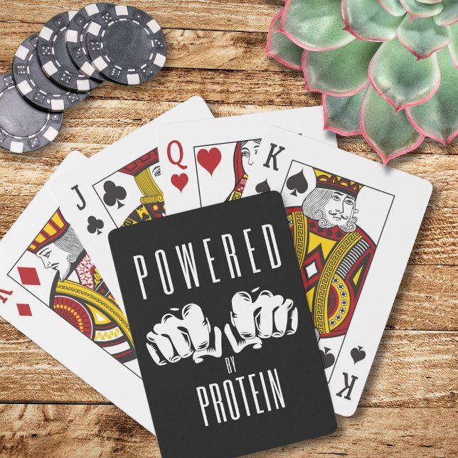 Baraja De Cartas Impulsado por Protein Stylish Black (Powered By Protein playing card set for Carnivore dieters. A great gift for meat lovers.)