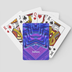 Baraja De Cartas INDIANA ~ Modelo de diseño fractal azul púrpura ~