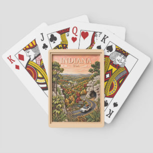 Baraja De Cartas Indiana viaje por carretera naturaleza vintage cue