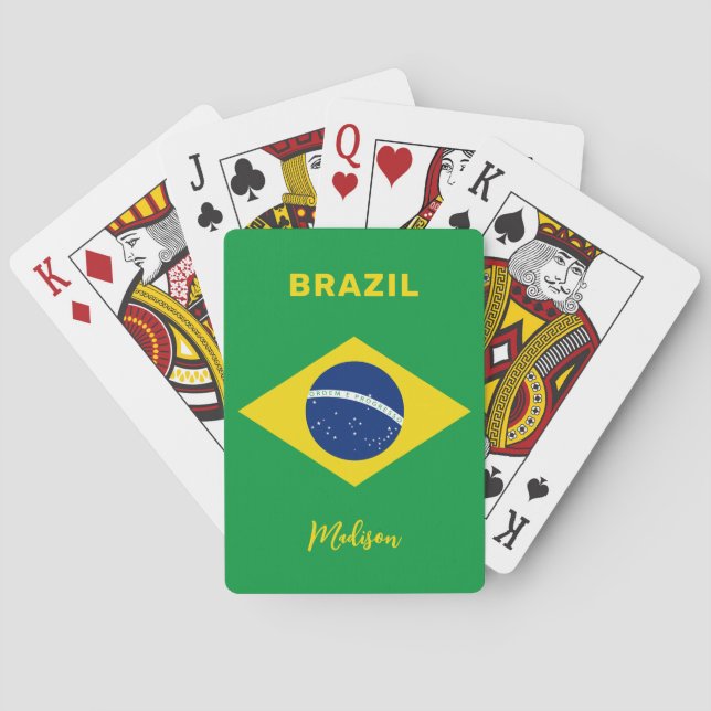 Baraja De Cartas Indicador de nombre personalizado de Brasil (Reverso)