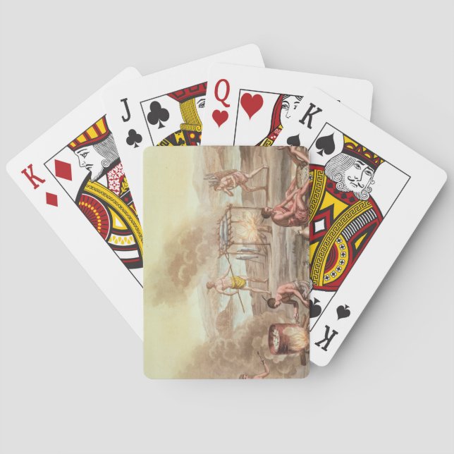 Baraja De Cartas Indígenas de Florida preparando y cocinando (Reverso)