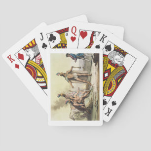Baraja De Cartas Indios de la Patagonia, Chile, saludando un t