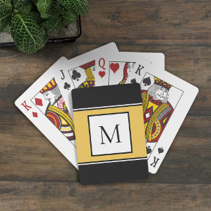 Baraja De Cartas Inicial de letra monogramada moderna negra amarill