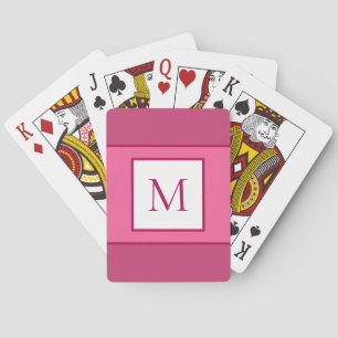 Baraja De Cartas Inicial de letra monogramada moderna rosa blanca