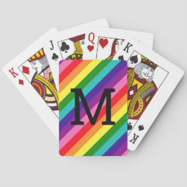 Baraja De Cartas Inicial de monograma de franja de arcoíris