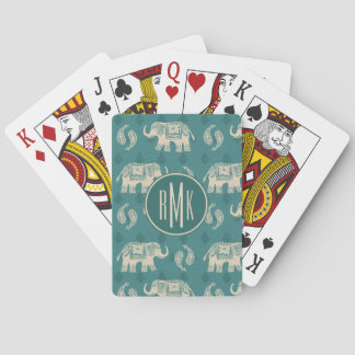 Baraja De Cartas Inicial | Patrón de caravanas Verde azuladas elefa