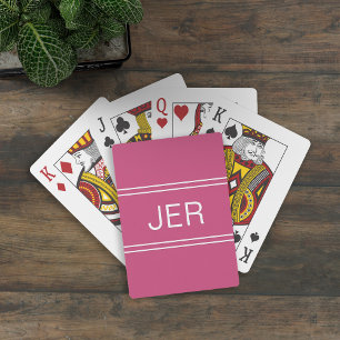 Baraja De Cartas Inicial Rosa Moderna Personalizada con Monograma