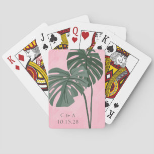 Baraja De Cartas Iniciales Bodas personalizadas de la hoja de palma