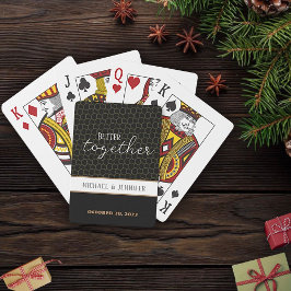 Baraja De Cartas Iniciales de Boda Modernas Fecha Personalizada Nom