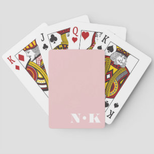 Baraja De Cartas Iniciales de Monograma Modernas Rosa Beige para Bo