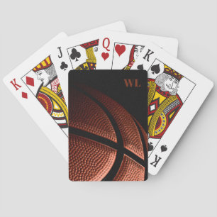 Baraja De Cartas Iniciales de monograma personalizado   Basketball 