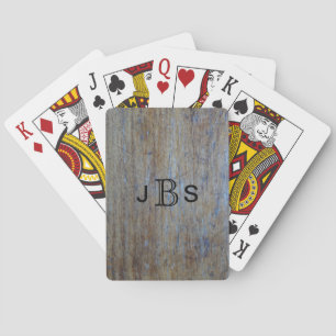 Baraja De Cartas Iniciales de monograma personalizado   Madera Rúst