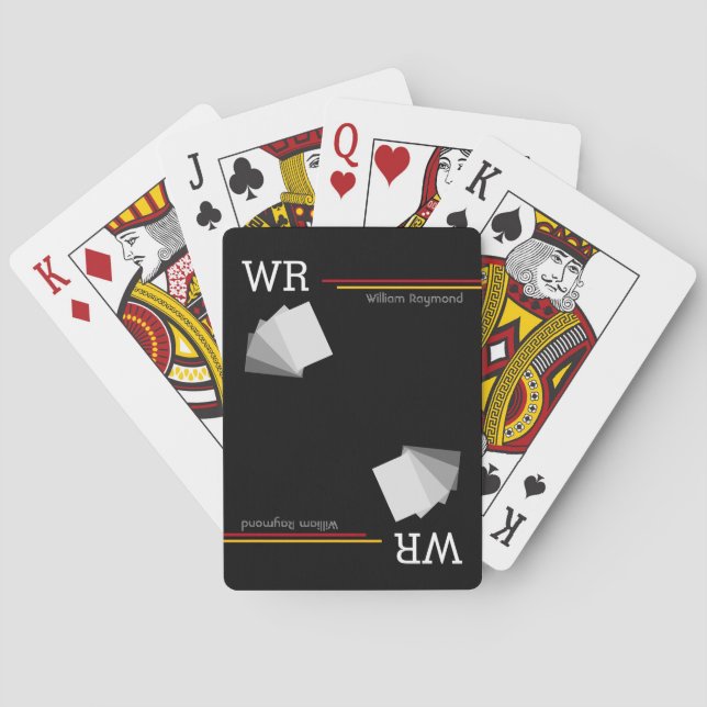 Baraja De Cartas iniciales de nombre personalizadas negro (Reverso)