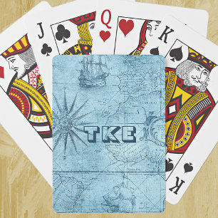 Baraja De Cartas Iniciales Faux Old World Mariners Map Play Cards