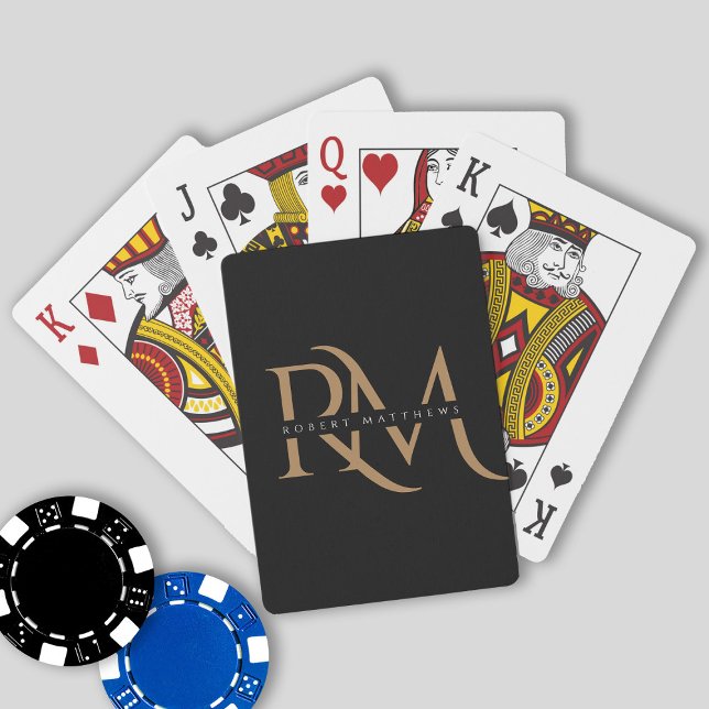 Baraja De Cartas Iniciales modernas en negro y oro elegantes monogr (Subido por el creador)