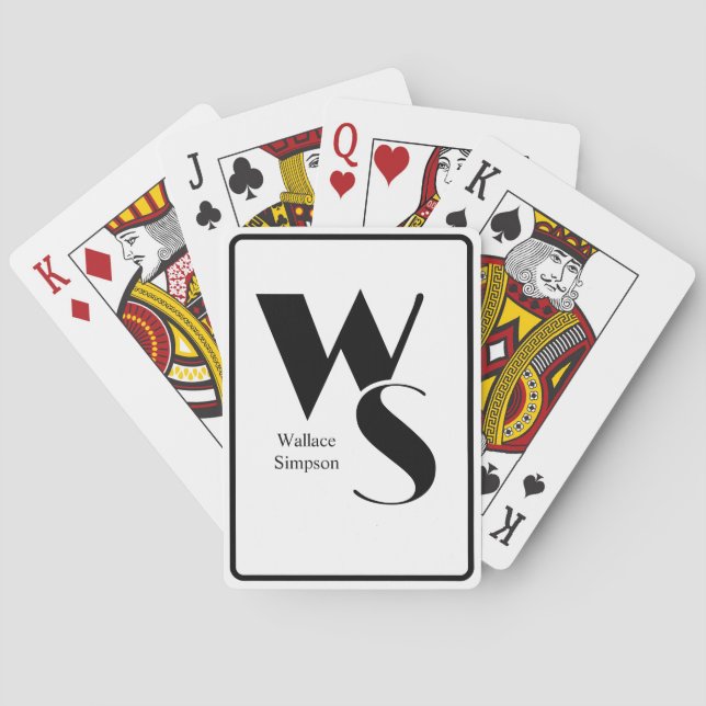 Baraja De Cartas Iniciales monogramadas y nombre la cubierta blanca (Reverso)