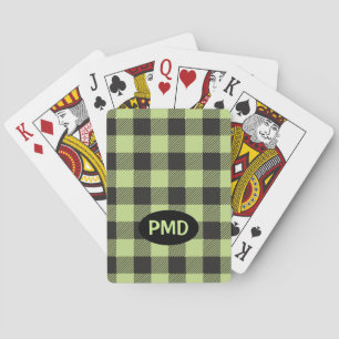 Baraja De Cartas Iniciales monogramas de búfalo negro verde limón