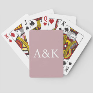 Baraja De Cartas Iniciales personalizadas en rosa polvoriento malva
