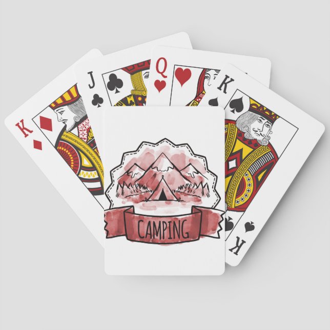 Baraja De Cartas Insígnia de Camping Acuarela (Reverso)