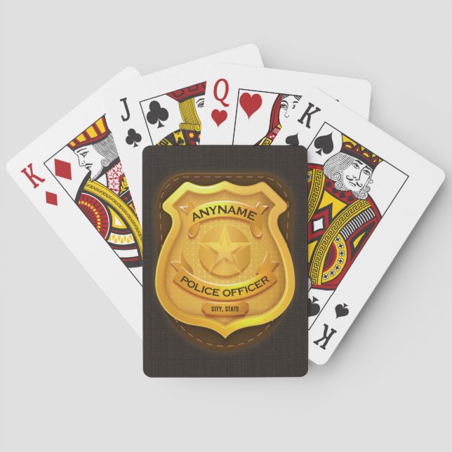 Baraja De Cartas Insignia de NOMBRE de policía de sheriff (Reverso)