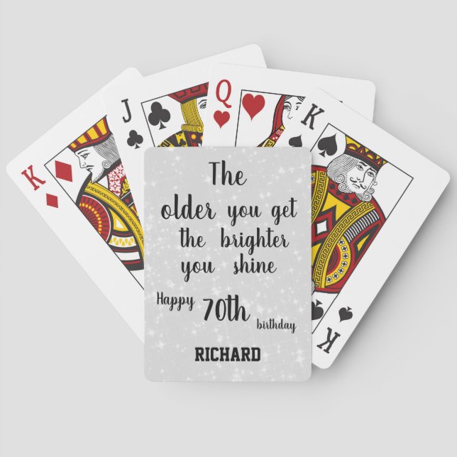 Baraja De Cartas Inspirador 70 cumpleaños personalizado (Reverso)