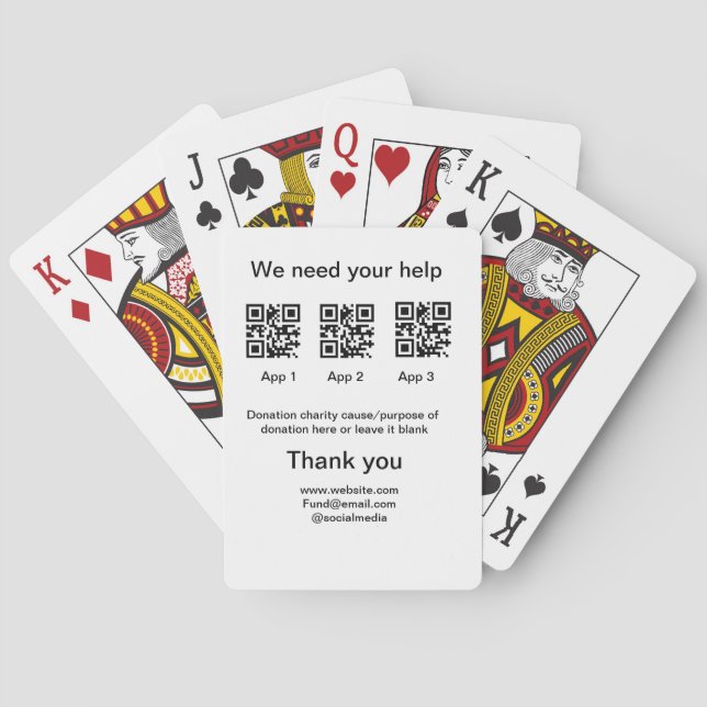 Baraja De Cartas Instrucciones para la recolección de donaciones: a (Reverso)