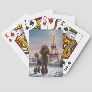 Baraja De Cartas Invierno de caniche marrón en París pintura