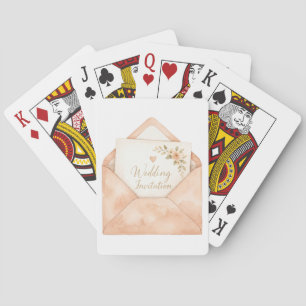 Baraja De Cartas Invitación de boda en acuarela en sobre rosa pálid