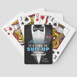 Baraja De Cartas Invitación de Tuxedo Groomsman