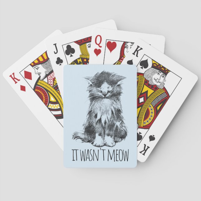 Baraja De Cartas It Wasn't Meow Cute Fluffy Kitten Light Blue (Reverso)